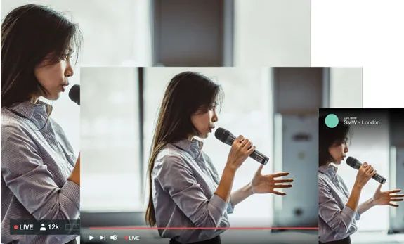 Vimeo livestreaming woman with a microphone talking to an audience
